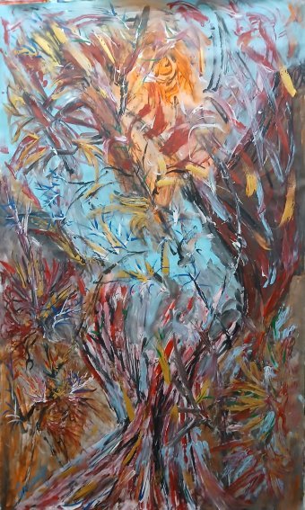 Painting "TREES IN THE ROCKS" by painter Hannibal mixed method canvas at Jose Art Gallery