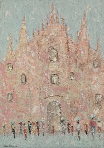 Snowy Milan Cathedral Scene