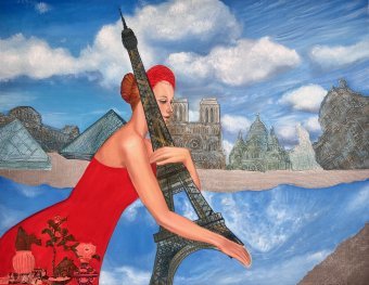 Живопись "Париж: колесо времени", живописец Ольга Серебрянская смешанная техника холст в Jose Art Gallery