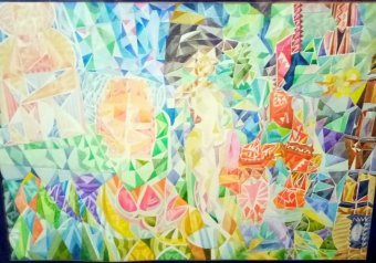 Painting "Orphic City" by painter Barindam Bose watercolor paper at Jose Art Gallery