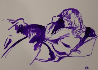 Malarstwo "Życie codzienne w intensywnych rysunkach tuszem", malarz Olena Lotocka atrament papier w Jose Art Gallery