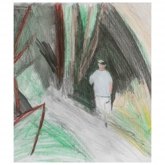 Graphik "Bezaubernde Waldlandschaft 2024", illustrator Irfan Ajvazi Ätzfarbe Papier in der Jose Art Gallery