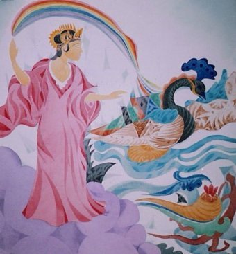 Malerei "Schild der Göttin", maler/-in Barindam Bose Aquarellfarbe Papier in der Jose Art Gallery