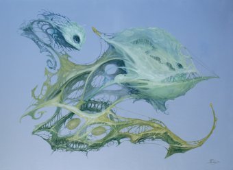 Pittura "Guscio spaziale", pittore Ed Schaap olio tela alla Jose Art Gallery