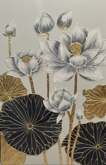 Pintura "Jardín japonés", pintor Larisa Robins acrílico madera en Jose Art Gallery