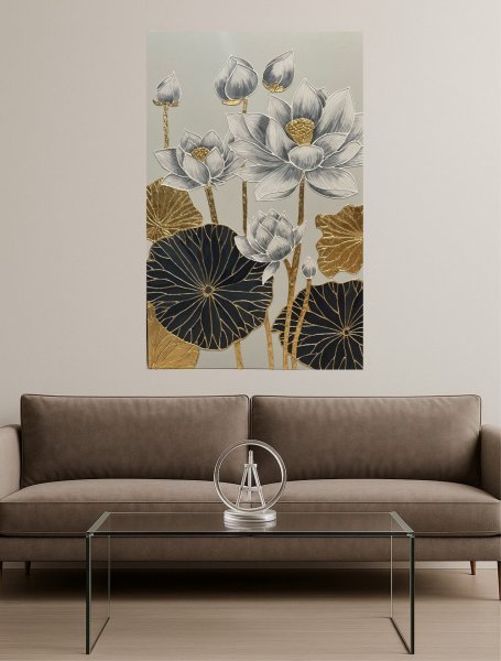 Additional view 2: Minimalism Flower Painting Japanese garden by painter Larisa Robins acrylic wood 