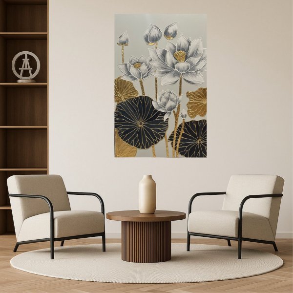 Additional view 3: Minimalism Flower Painting Japanese garden by painter Larisa Robins acrylic wood 