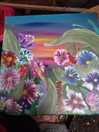 Painting "FloralVibe" by painter TerraSunrise acrylic canvas at Jose Art Gallery