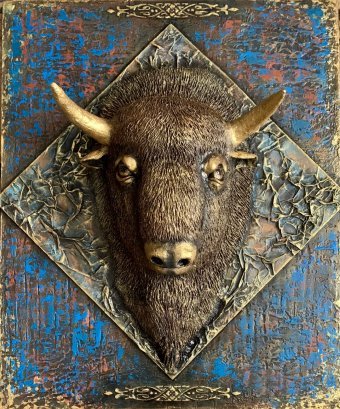 Скульптура "Непокоренный. Зубр: Сила и Свобода в Искусстве", скульптор Елена Калмык Смешанная техника в Jose Art Gallery