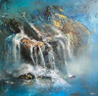 Malarstwo "Wodny Rozpad: Refleksje nad Wpływem Wody", malarz Monika Muszyńska olej płótno w Jose Art Gallery