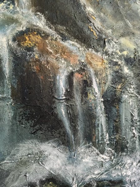 Dodatkowy obraz 1: Abstrakcjonizm Pejzaż Malarstwo "Wodny Rozpad: Refleksje nad Wpływem Wody", malarz Monika Muszyńska olej płótno 