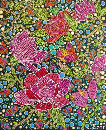 Pintura "Magnólia", pintor Oxana Lazari acrilo tela de pintura na Jose Art Gallery