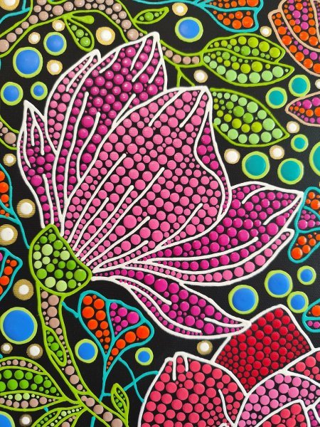 Additional view 4: Contemporary Art Flower Painting Magnolia by painter Oxana Lazari acrylic canvas 