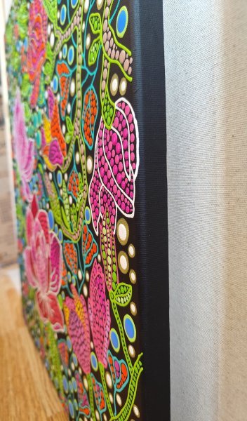 Additional view 7: Contemporary Art Flower Painting Magnolia by painter Oxana Lazari acrylic canvas 