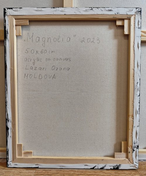 Additional view 8: Contemporary Art Flower Painting Magnolia by painter Oxana Lazari acrylic canvas 