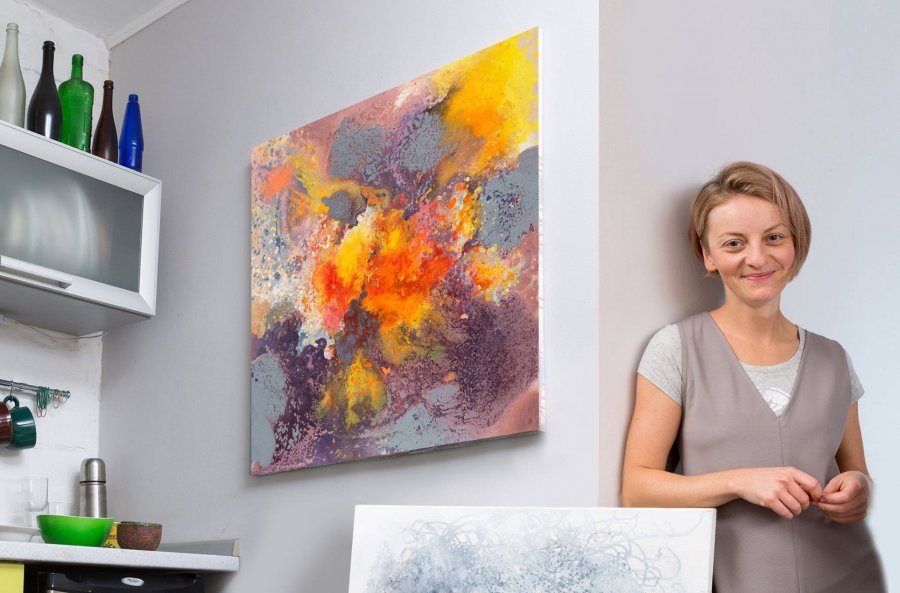Дополнительное изображение 6: Абстракционизм Цветочный Живопись "Солнечная буря" живописец Alena Kuznetsova смешанная техника холст 