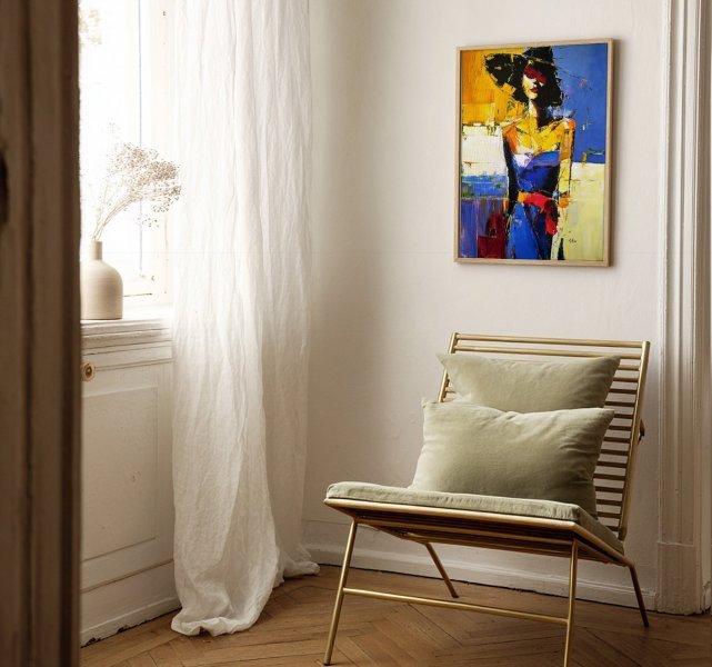 Additional view 1: Expressionism Portrait Painting Composition with a Hat by painter Alexander Aksyonov acrylic canvas 