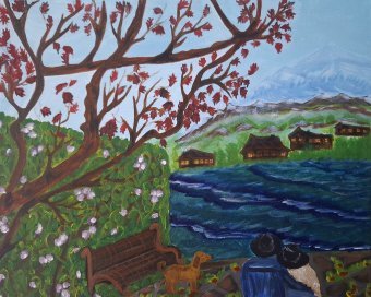 Painting "Silence for Two" by painter Tanya Leschan acrylic canvas at Jose Art Gallery