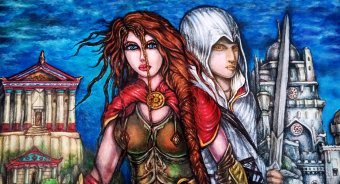 Painting "ASSASSIN'S AGES OF GLORY" by painter ANGEL PIANGELO acrylic cardboard at Jose Art Gallery