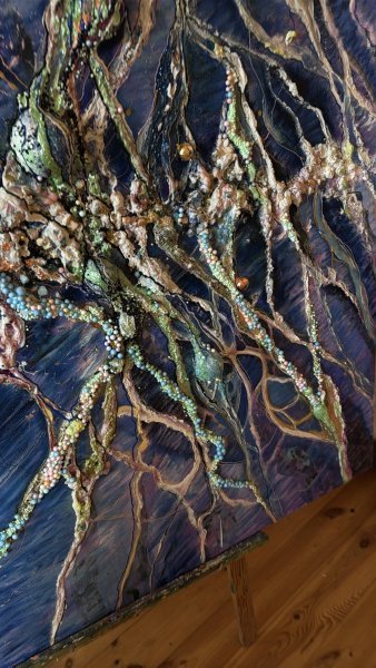 Additional view 6: Abstract Marine Art Painting Veins of the Ocean by painter Olena Rudnieva oil canvas 