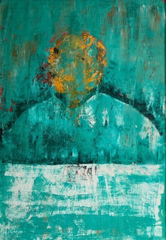 Painting "Candidate" by painter Lora Paulava oil wood at Jose Art Gallery