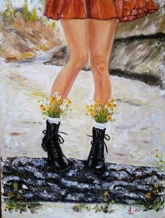 Pintura "Sapatos pretos", pintor Nadiya Ulyanich óleo tela de pintura na Jose Art Gallery