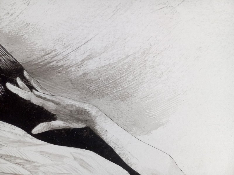 Additional view 9: Figurative Portrait Drawing Getting Used to Wings by illustrator Lana Korolievskaia ink cardboard 