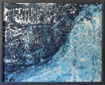 Painting "Depth of the Ice Lake under the Snow" by painter Lora Paulava oil cardboard at Jose Art Gallery