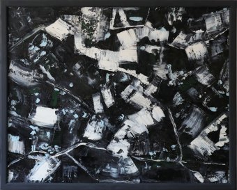 Painting "Rhythms of Forms" by painter Lora Paulava oil cardboard at Jose Art Gallery