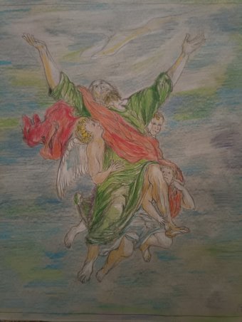 Drawing "The Mystical Ascension: Vision of St. Paul" by illustrator roberto ferrando pencil paper at Jose Art Gallery
