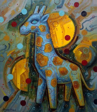 Painting "The giraffe is walking" by painter Serhii Voichenko oil canvas at Jose Art Gallery