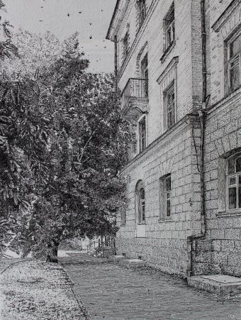 Графіка "The familiar street", ілюстратор спартак чернышов туш папір в Jose Art Gallery