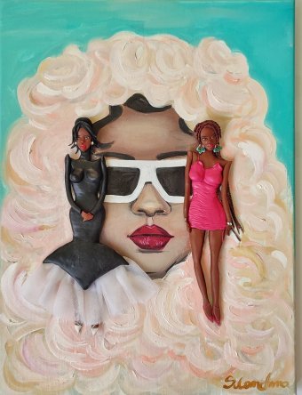 Pintura "FentyVision: O Poder da Visão Interior", pintor Anna Solomiana técnica mista tela de pintura na Jose Art Gallery
