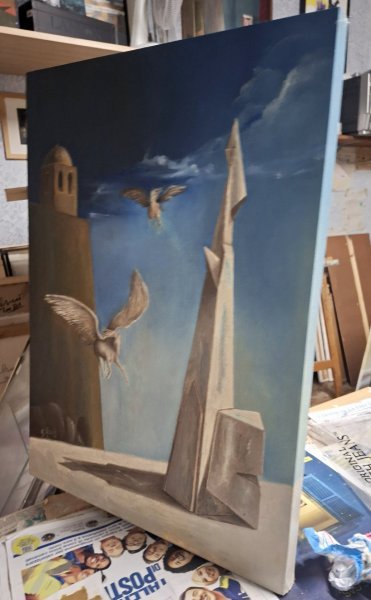 Additional view 1: Surrealism Animal Painting The crystal simulacrum by painter Giovanni Primo Greco oil canvas 