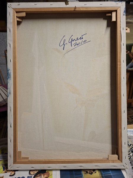 Additional view 2: Surrealism Animal Painting The crystal simulacrum by painter Giovanni Primo Greco oil canvas 