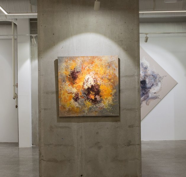 Additional view 2: Abstract Flower Painting Autumn Textured by painter Alena Kuznetsova mixed method canvas 