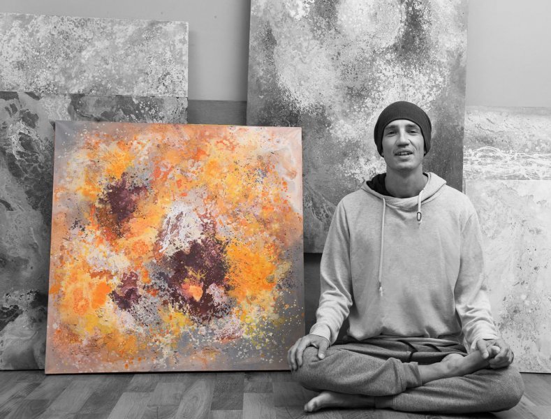 Additional view 4: Abstract Flower Painting Autumn Textured by painter Alena Kuznetsova mixed method canvas 