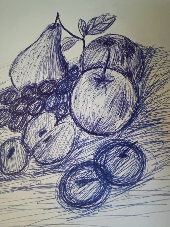 Fotografia "Rysunek piórem: Czarno-biała martwa natura z owocami", fotograf Katya Oleksijivna Melnik w Jose Art Gallery