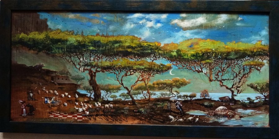 Additional view 1: Conceptual Landscape Painting A place to escape (escape). by painter Serhiy Roy oil canvas 