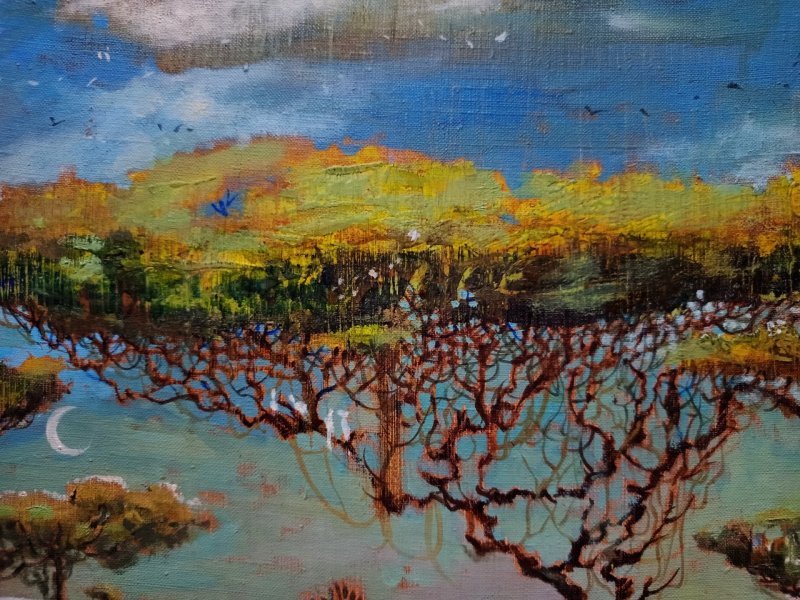 Additional view 4: Conceptual Landscape Painting A place to escape (escape). by painter Serhiy Roy oil canvas 