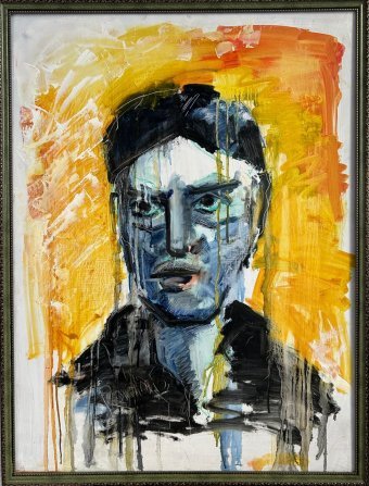 Painting "Spider" by painter Sophie Roman oil wood at Jose Art Gallery