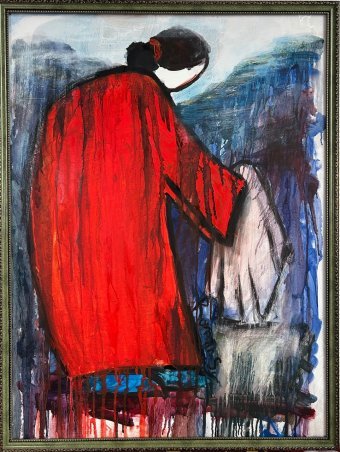 Peinture "Boucle", peintre Sophie Roman huile bois à la Jose Art Gallery