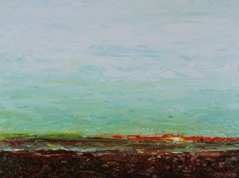 Painting "Plain sunset" by painter Andriy Klishyn oil scratchboard at Jose Art Gallery
