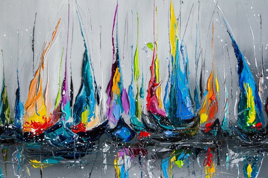Additional view 1: Abstract Marine Art Painting Silent Sails by painter Liubov Kuptsova oil canvas 