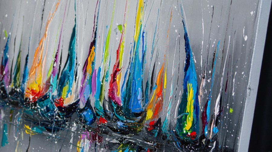 Additional view 3: Abstract Marine Art Painting Silent Sails by painter Liubov Kuptsova oil canvas 