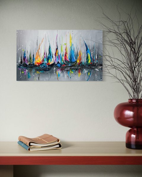 Additional view 5: Abstract Marine Art Painting Silent Sails by painter Liubov Kuptsova oil canvas 