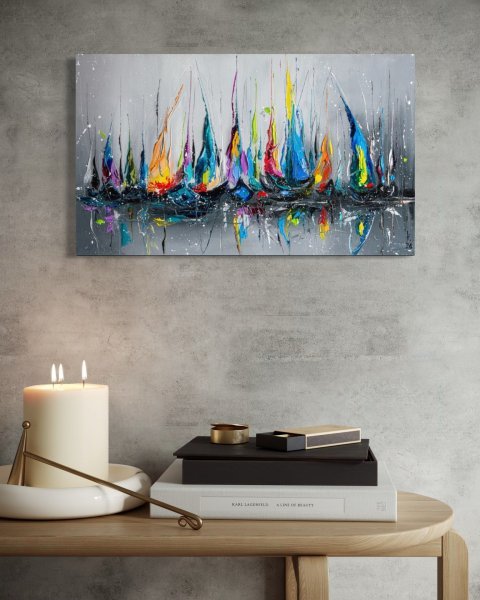 Additional view 7: Abstract Marine Art Painting Silent Sails by painter Liubov Kuptsova oil canvas 