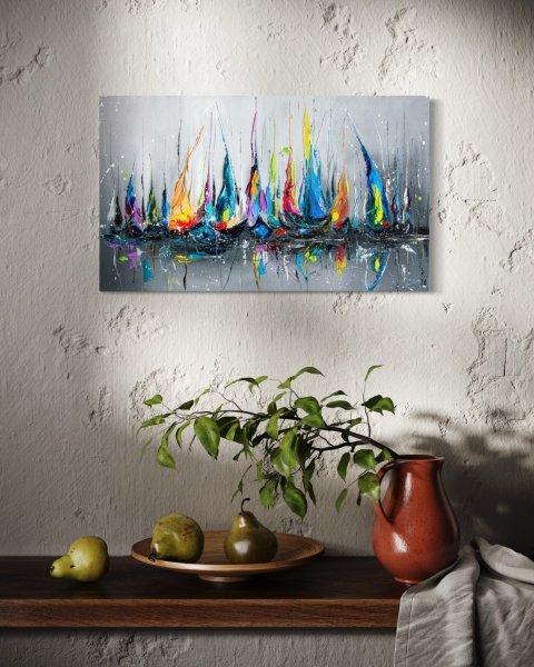 Additional view 8: Abstract Marine Art Painting Silent Sails by painter Liubov Kuptsova oil canvas 