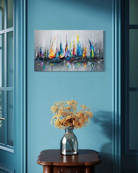 Additional view 9: Abstract Marine Art Painting Silent Sails by painter Liubov Kuptsova oil canvas 