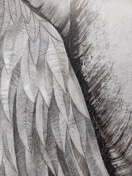 Additional view 4: Figurative Portrait Drawing Time to Let Go by illustrator Lana Korolievskaia ink cardboard 